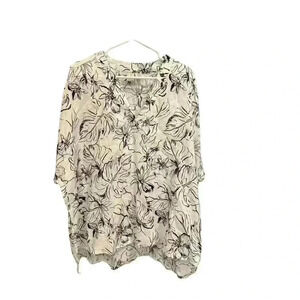 Joie Linen White and Black Button Up  Blouse Size 2X, New With Tags